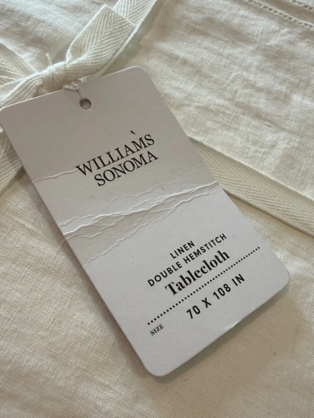 Williams‎ Sonoma Linen Double Hemstitch Tablecloth 70x108 cream NWT Dining